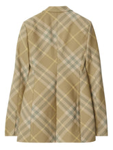 Burberry Checked Tailored Wool Single-Breasted Blazer Beige
