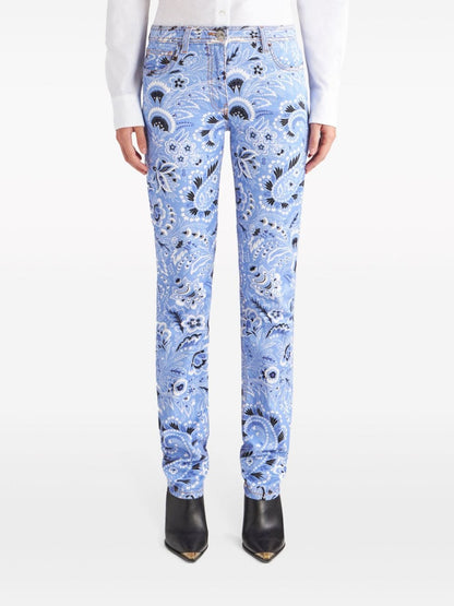 Etro Skinny Bandana Print Jeans in Clear Blue Clear Blue