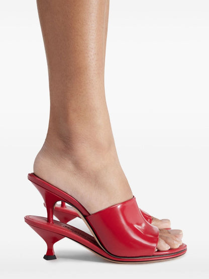 JACQUEMUS Les Doubles Leather Mules Red