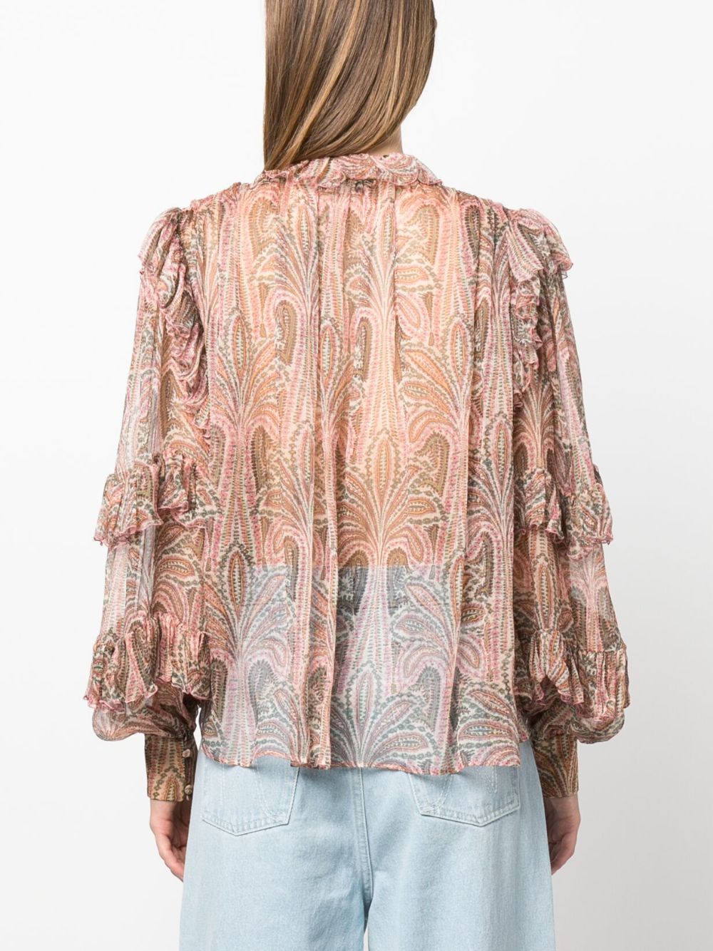 Paisley-print ruffled blouse