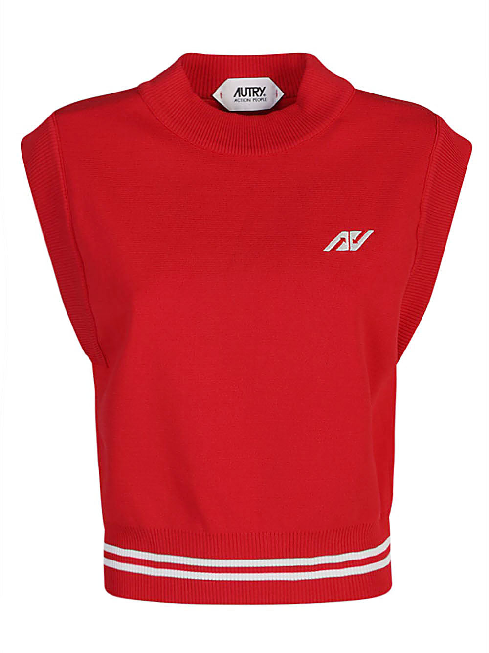 Autry Crewneck Fine-Knit Sweater Red