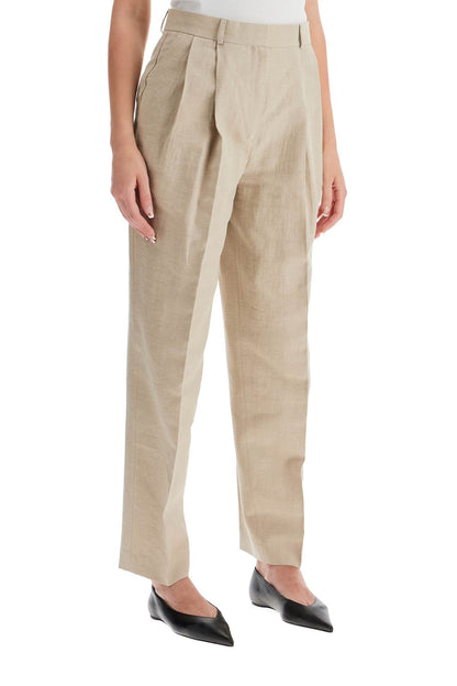 tailored linen blend trousers