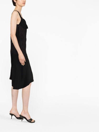 Victoria Beckham Black Gathered Waist Midi Dress Black
