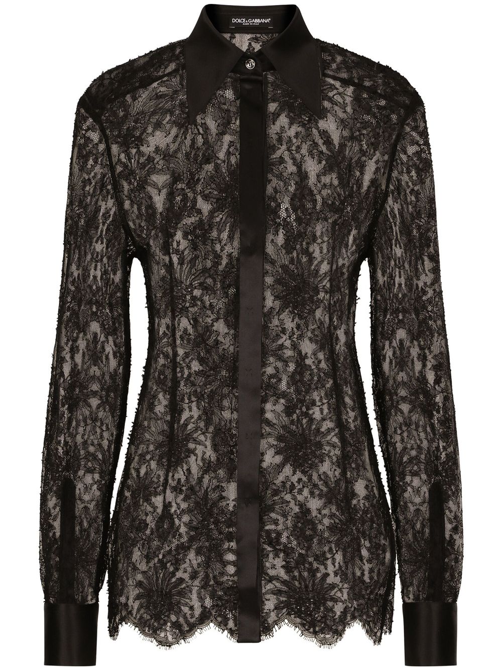 D&amp;G Semi-sheer floral-lace shirt