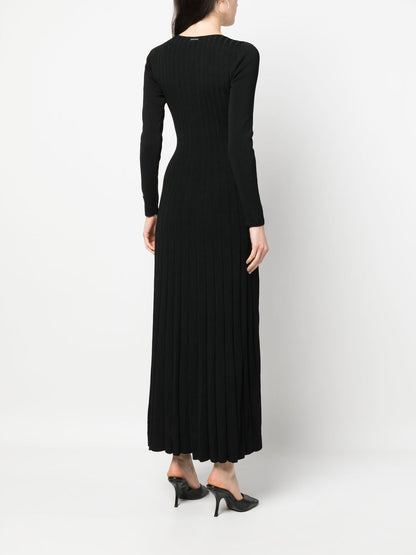MMK Maxi Pleated Dress With Ring And Cut-out Detail Black