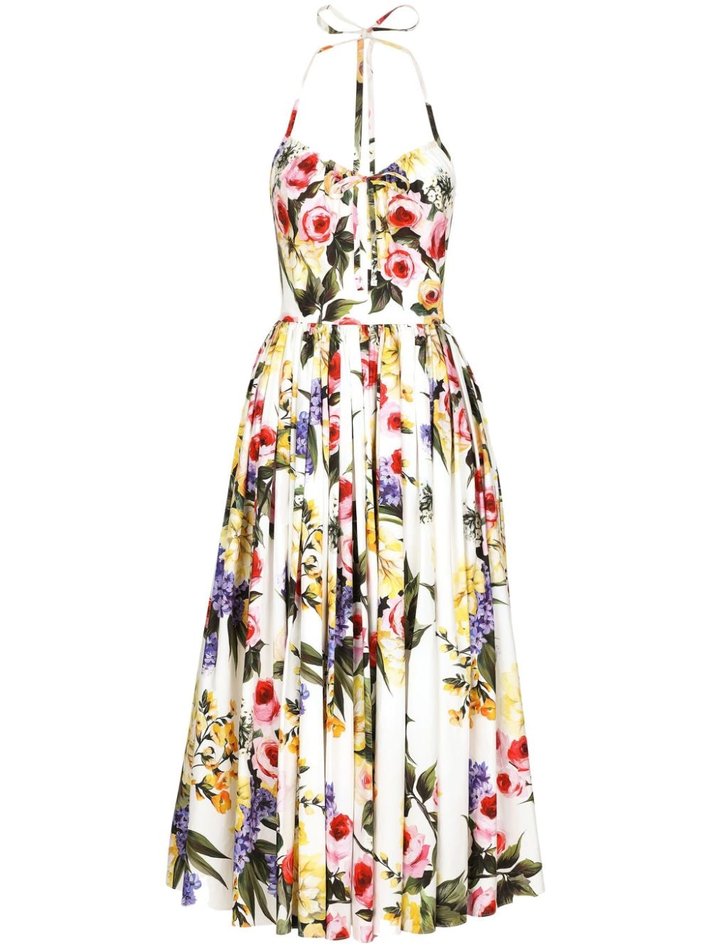 Garden-print midi dress