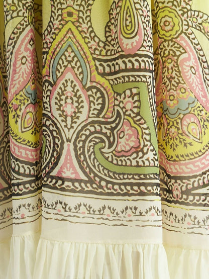 Gradient effect paisley-print silk dress