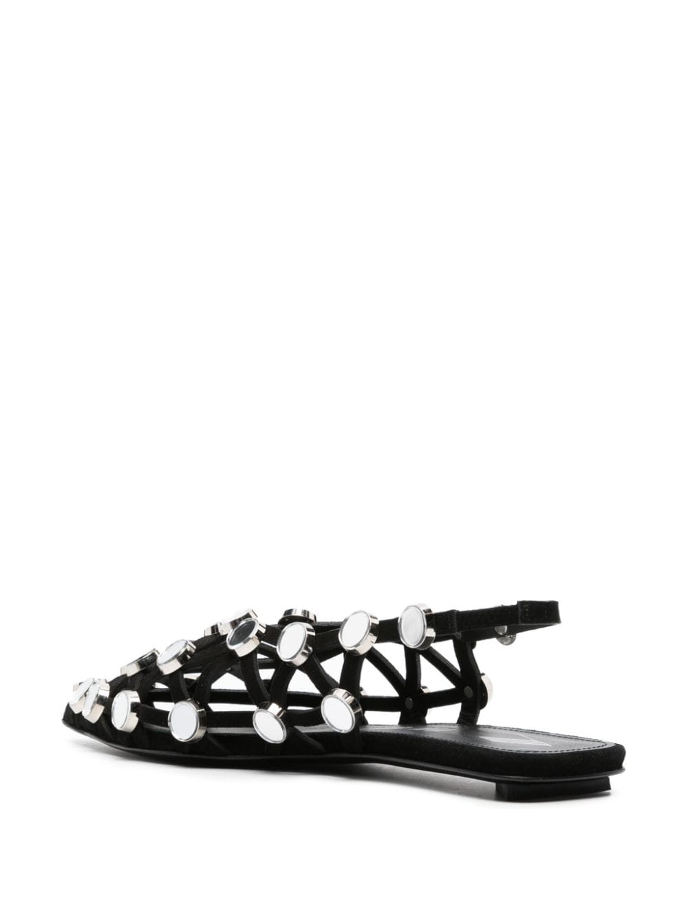 The Attico Rhinestone-Embellished Flat Slingback Black