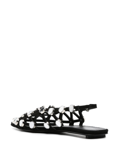 The Attico Rhinestone-Embellished Flat Slingback Black