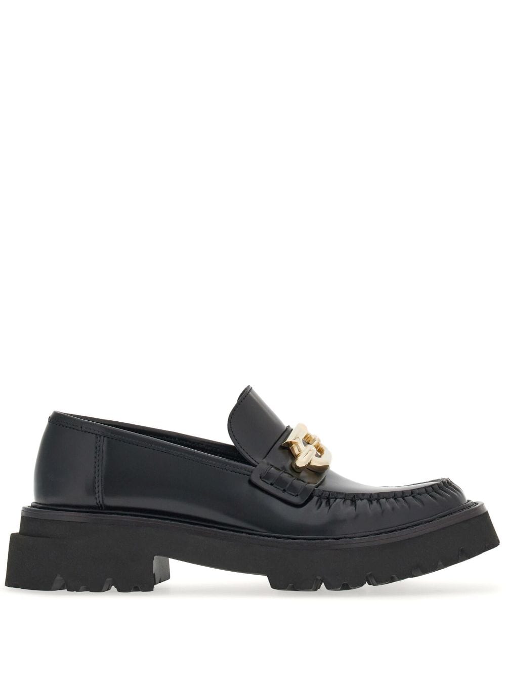 Gancini-buckle leather loafers