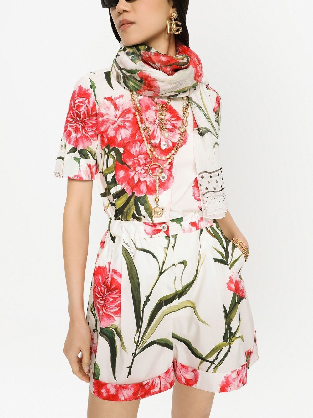 Floral-print silk scarf