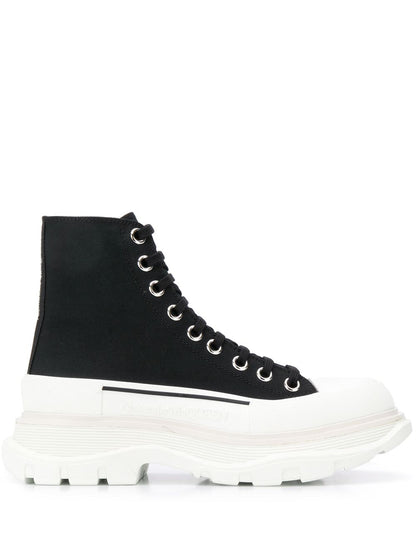 Alexander Mcqueen Tread Slick Chunky Lace-Up Platform Sneakers Black