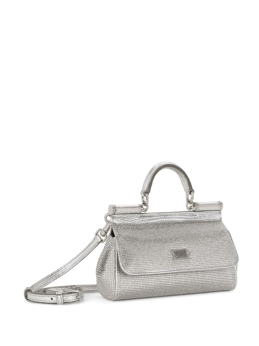 silver-tone silk satin rhinestone handbag