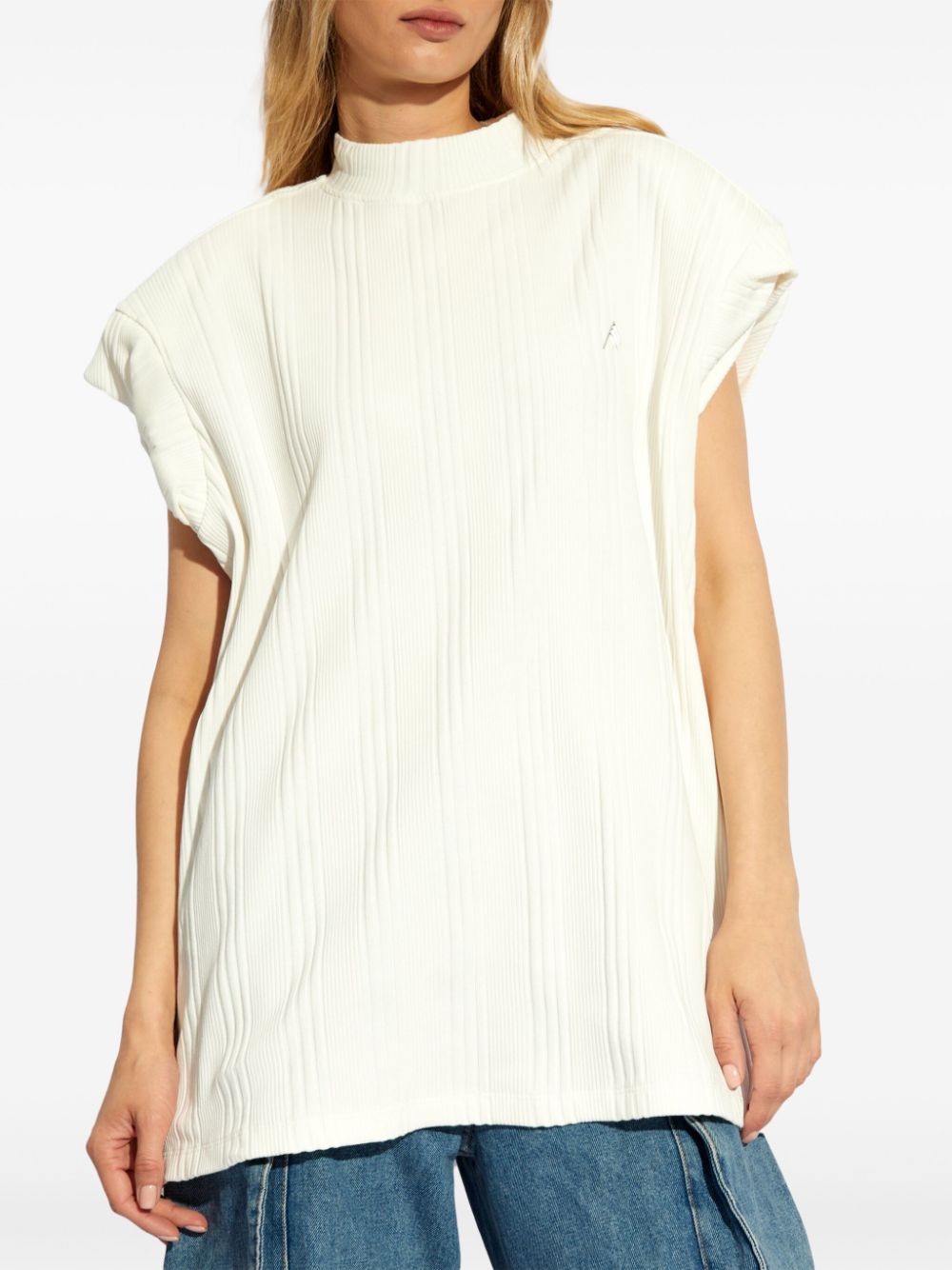 The Attico Chunky Ribbed Knit Cotton T-Shirt White