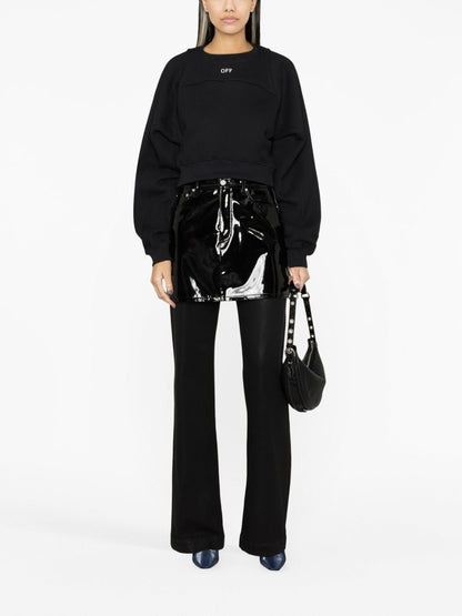 Off White Cropped Sweatshirt Black