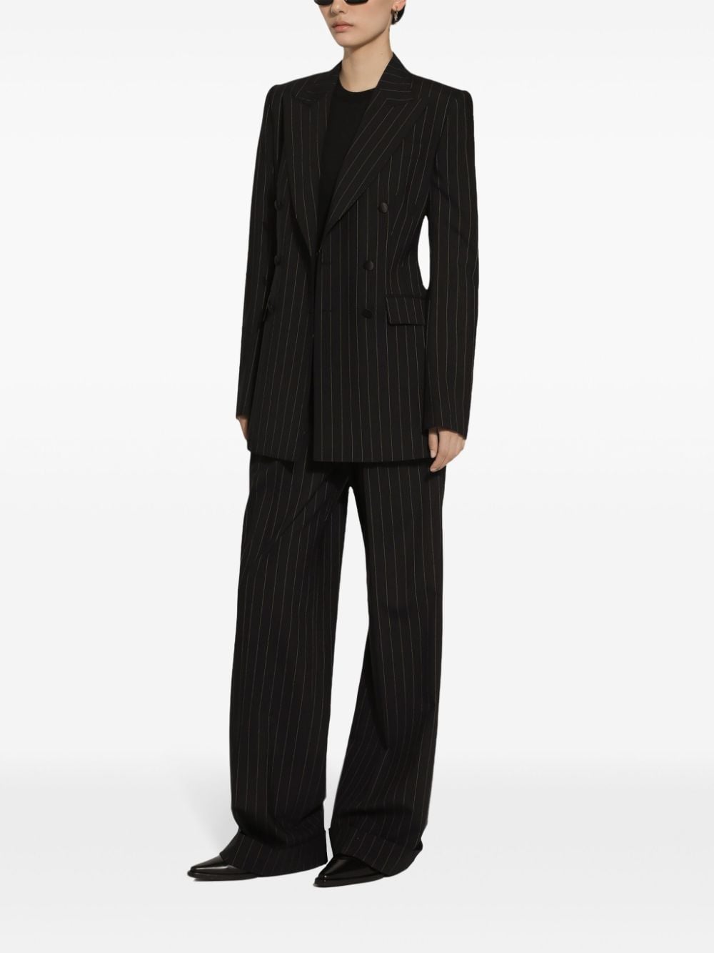 Flared pinstripe wool pants