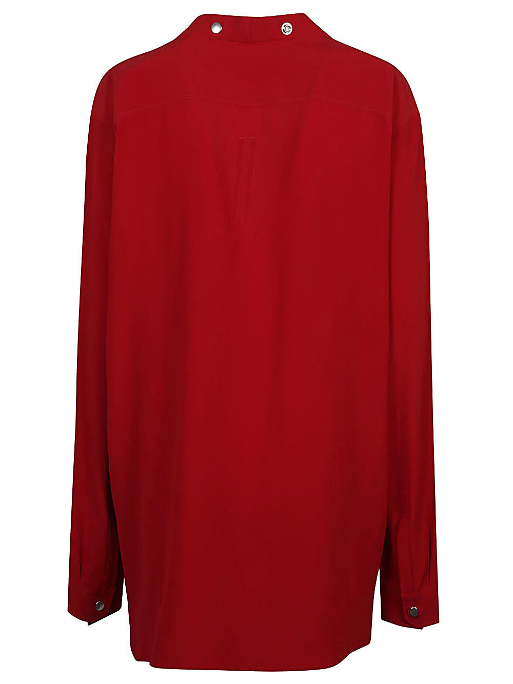 Rick Owens Long-Sleeve Acetate-Silk Shirt with Clip Buttons Red
