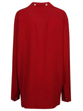Rick Owens Long-Sleeve Acetate-Silk Shirt with Clip Buttons Red