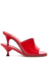 JACQUEMUS Les Doubles Leather Mules Red