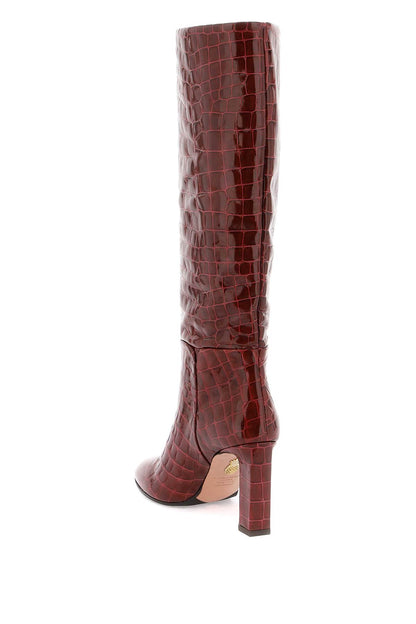 Sellier boots in croc-embossed leather