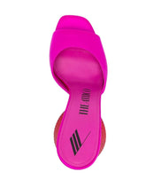 The Attico Luz 105mm Crystal-Embellished Satin Mules Fuchsia
