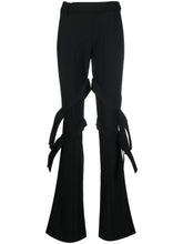 Ambush Flared Strap-Detail Virgin Wool Trousers Black