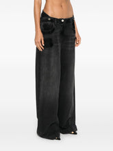 The Attico Wide-Leg Distressed Black Denim Jeans Black