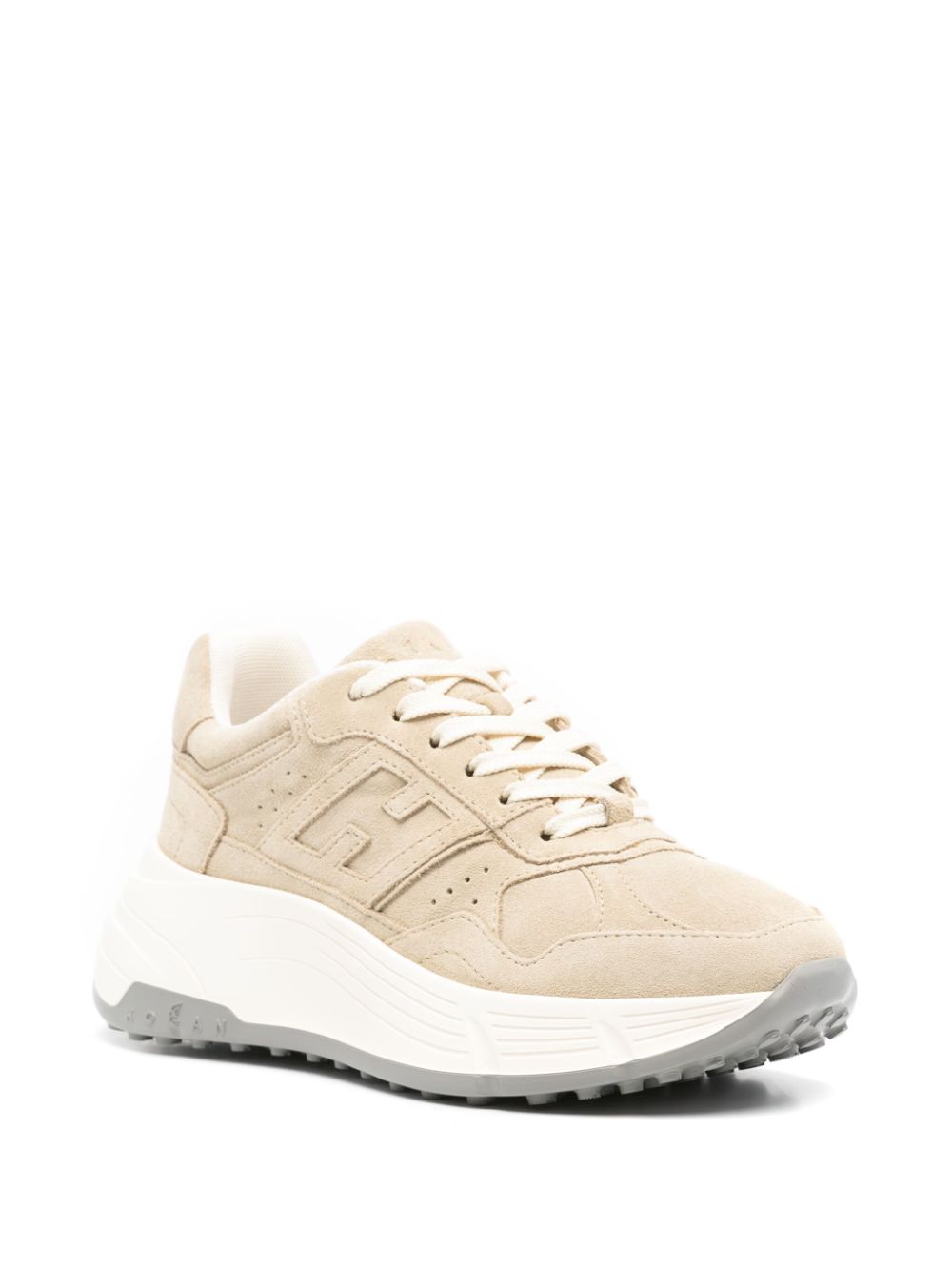 Hogan Pre Panelled Suede Hyperlight Sneakers Beige