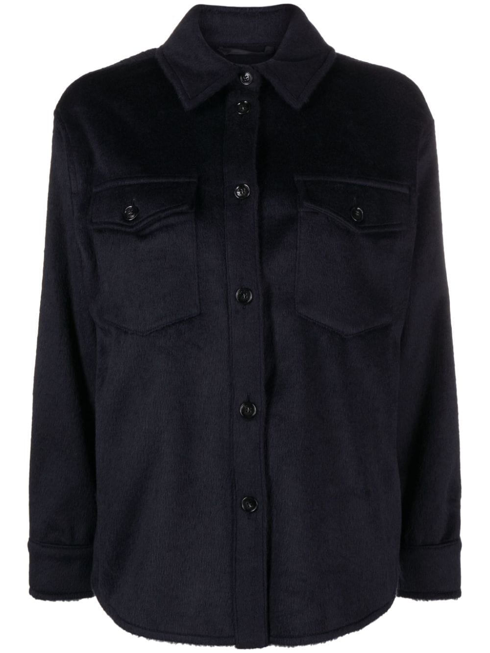 Woolrich Navy Brushed Wool Blend Jacket Blue