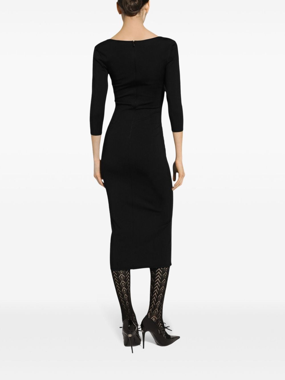 Stretch 3/4 Sleeve Midi Dress