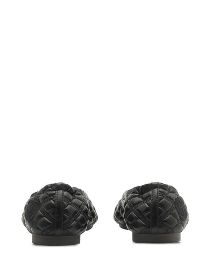 Burberry Leather Sadler Quilted Ballerinas Black
