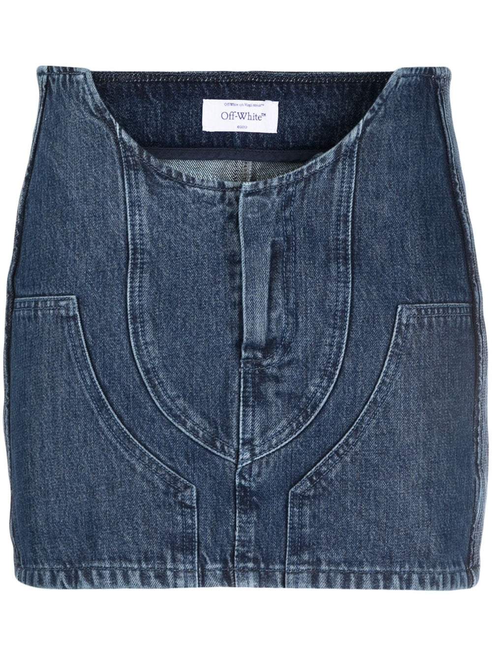 Off White Motorcycle Cut-out High-rise Cotton Miniskirt Blue