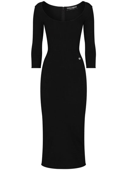 Stretch 3/4 Sleeve Midi Dress