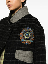 Etro Cropped Checked Wool-Blend Embroidered Jacket Black