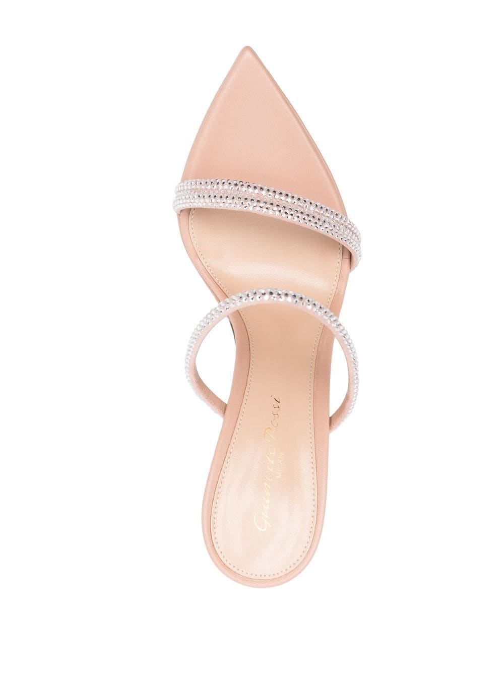 Platform crystal-strap mules