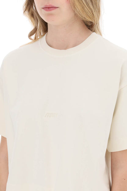 Boxy t-shirt with debossed logo