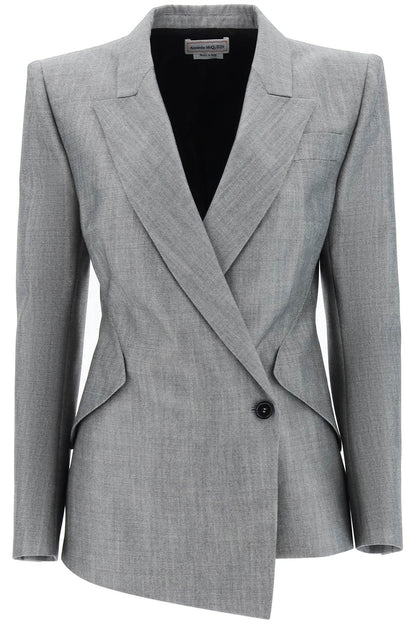 Drop Hem Salt And Pepper Blazer