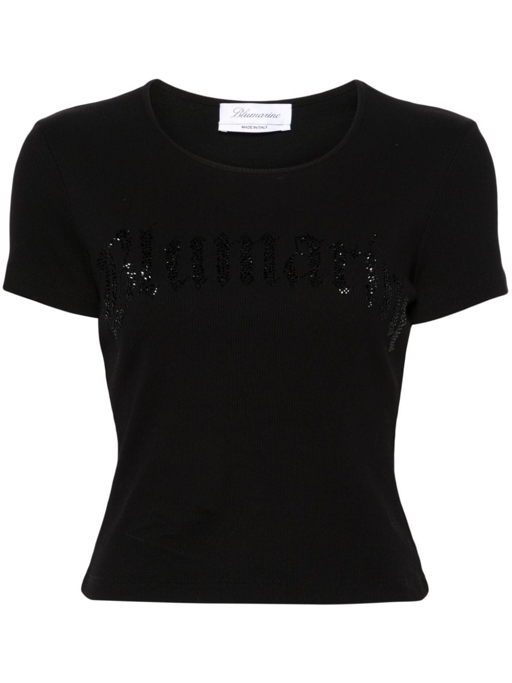 T-shirt côtelé avec logo strass