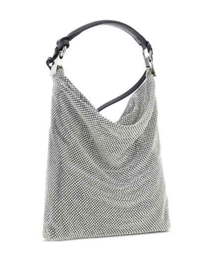 Benedetta Bruzziches Bella Ciao Silver Rhinestone-Embellished Draped Shoulder Bag Silver