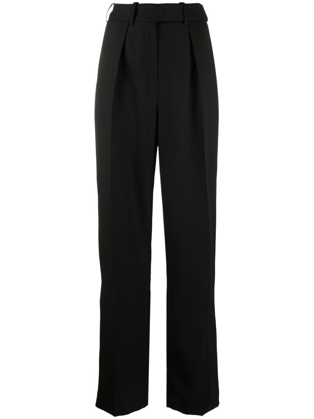 Black Wool High-Waist Tailored Trousers