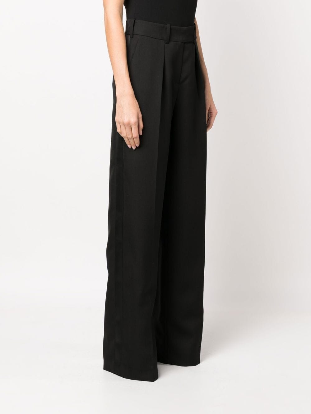 Black Wool High-Waist Tailored Trousers