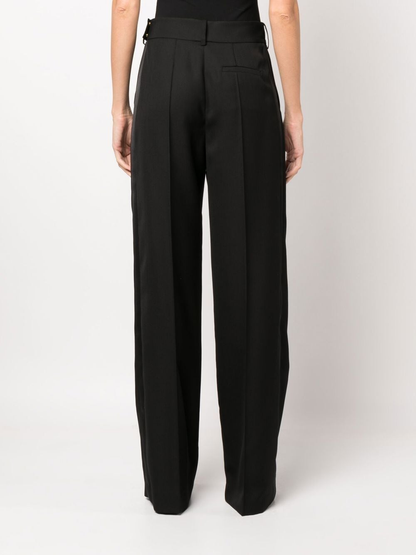 Black Wool High-Waist Tailored Trousers