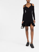 Alexander McQueen Short Ribbed-Knit Mini Dress with Sweetheart Neck Black