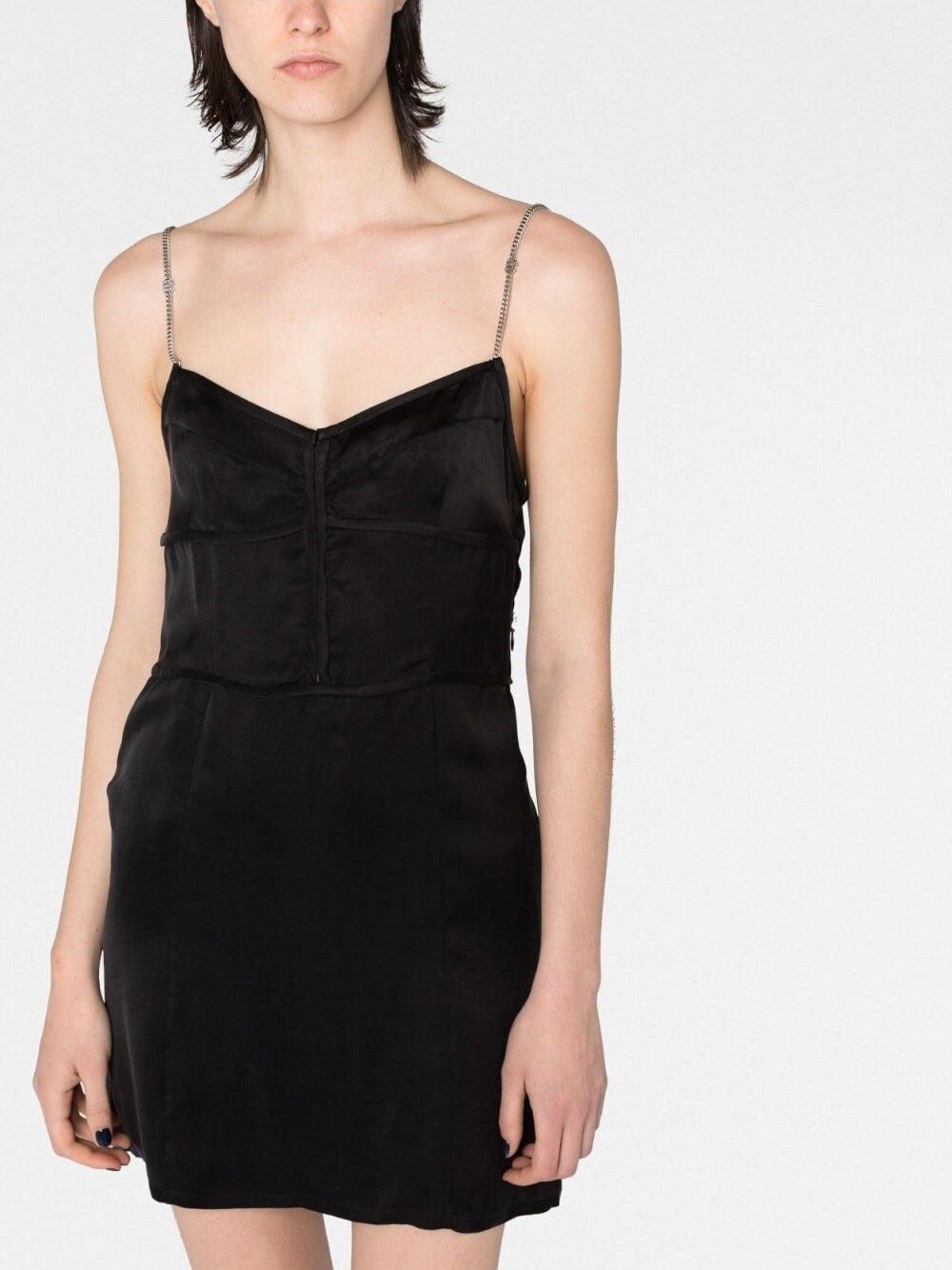 Palm Angels Chain-Strap Corset Slip Mini Dress Grey