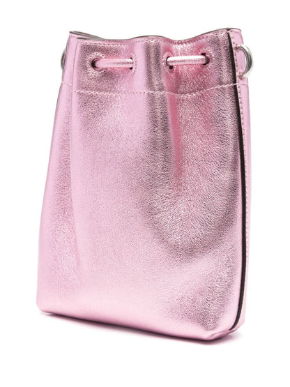 Metallic leather mini bucket bag