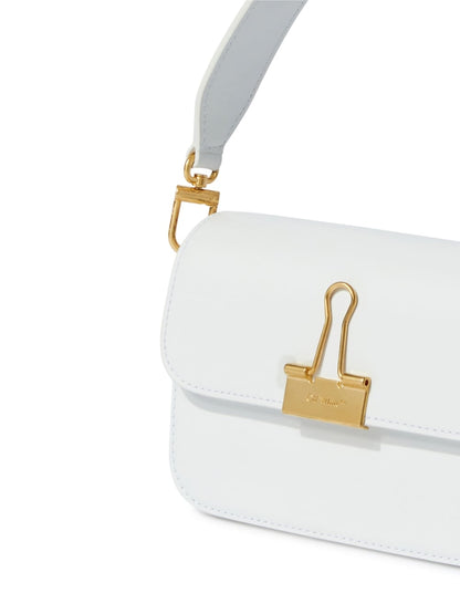 Off White Small Binder Leather Shoulder Bag White