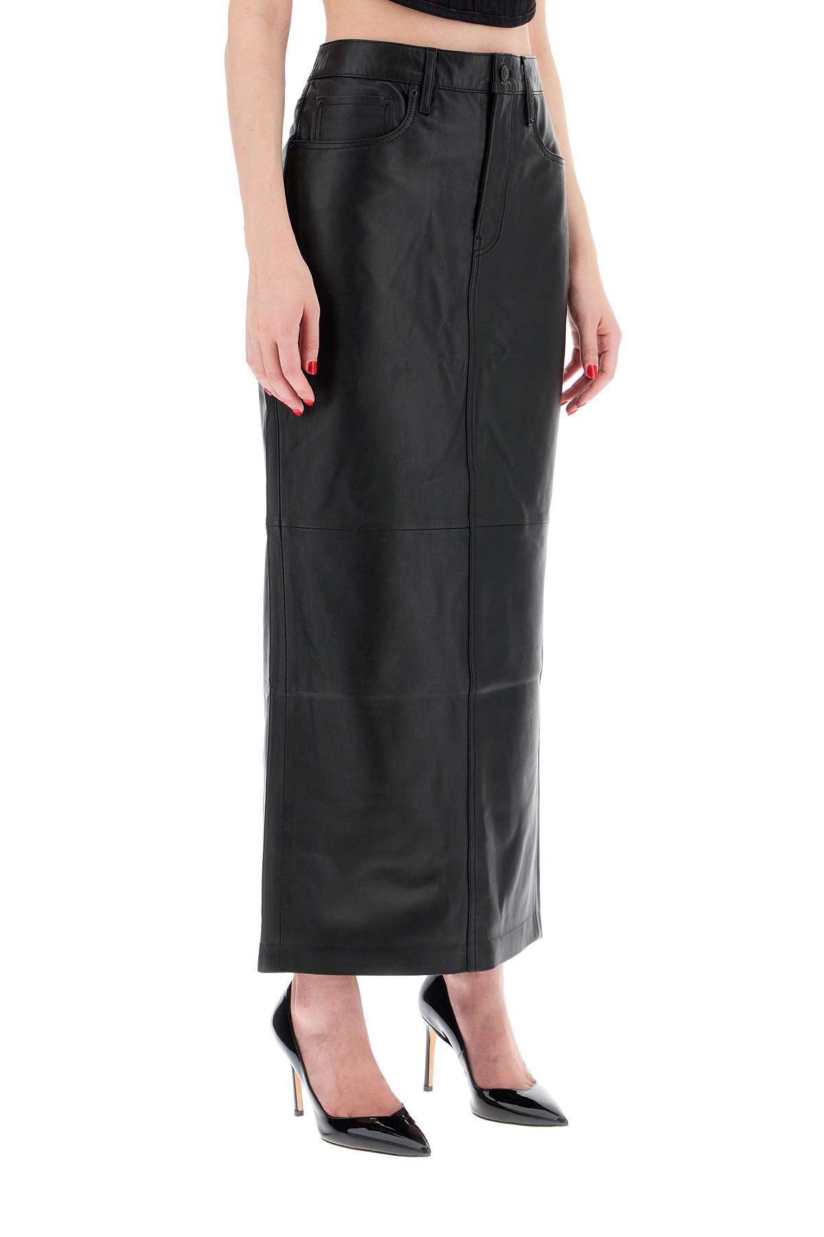 Wardrobe.Nyc leather column  maxi  skirt black