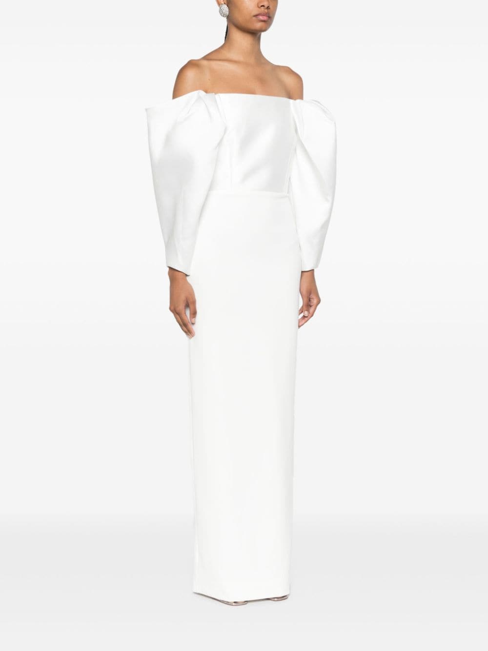Solace London Off-Shoulder Melina Twill Maxi Dress White