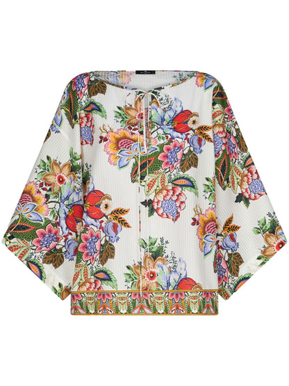 Etro Floral-Print Striped Cotton-Silk Blouse White white