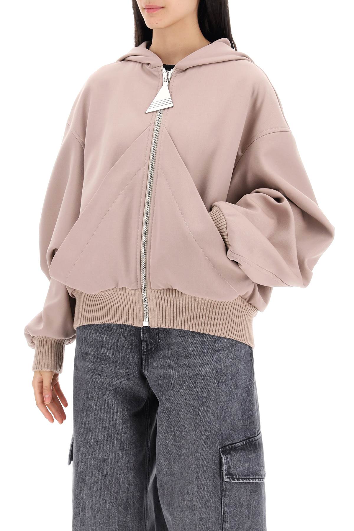 Oversized hooded bomber jacket